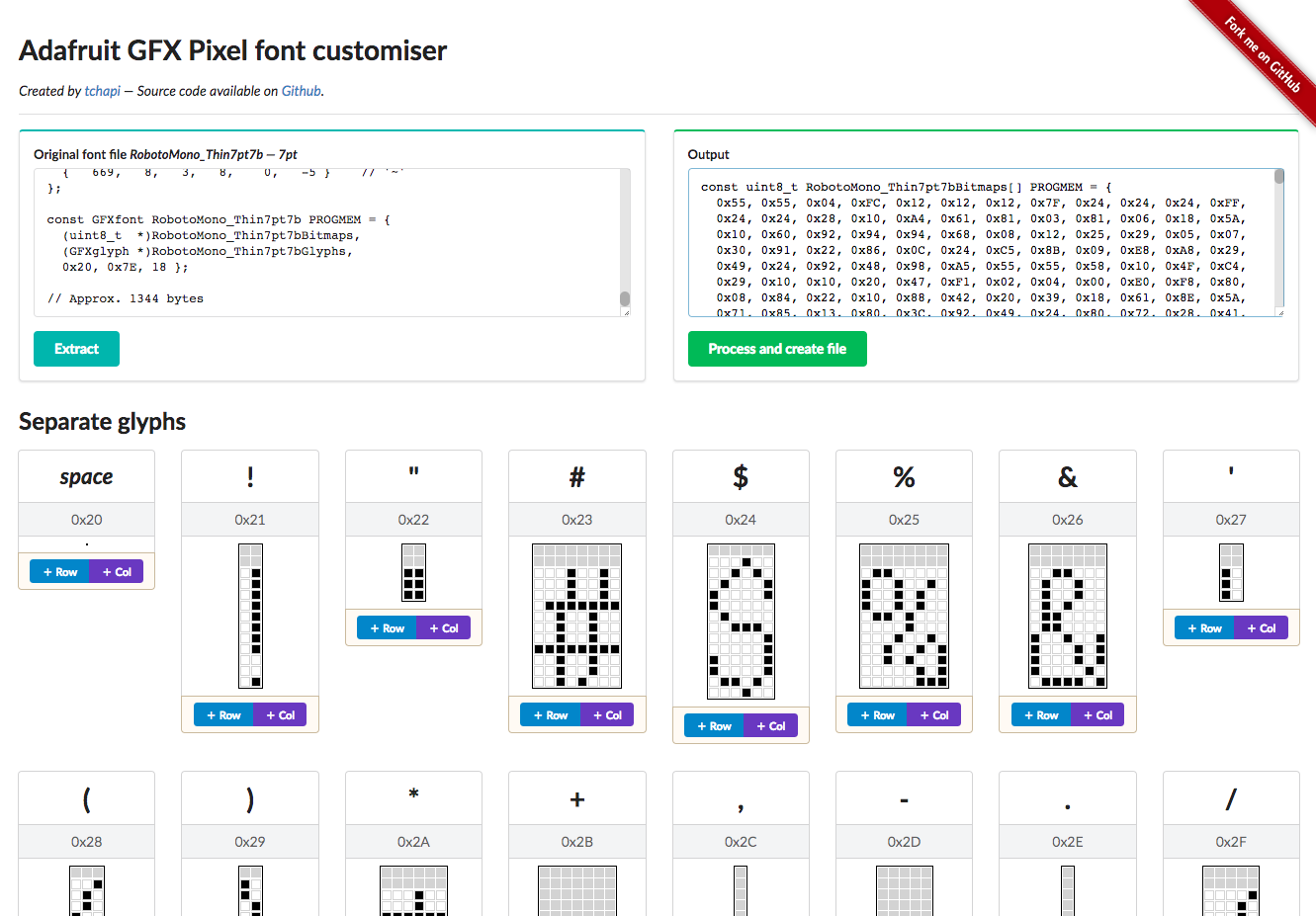 Font Customiser for Adafruit's fontconvert